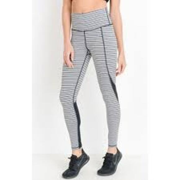 Mono B High Waist Striped Monochrome Colorblock Leggings Activewear Women Sz S - Picture 1 of 11